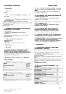 Periodic Report - Second Cycle  Section I-Austria[removed]Are inventories/lists/registers adequate to capture the diversity of cultural and natural heritage in the State Party?