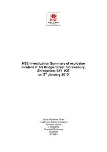 HSE Investigation Summary of explosion incident