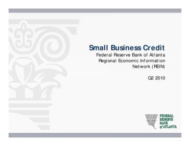 Small Business Credit  Federal Reserve Bank of Atlanta Regional Economic Information Network (REIN)  July 2010