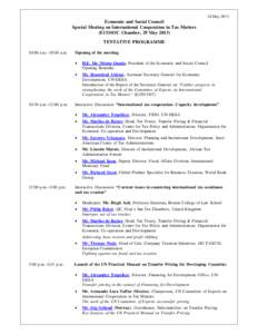 Pricing / Competition / Marketing / Transfer pricing / Economics / United Nations Department of Economic and Social Affairs / Tax / Public economics / Confédération Fiscale Européenne / International taxation / Business / Tax avoidance