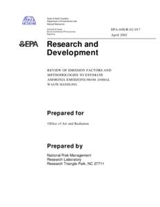 State of North Carolina Department of Environment and Natural Resources United States E n v i r o n m e n t a l P ro t e c t i o n Agency