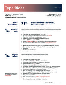 Type:Rider  An RYG Analysis Platform: PC (Windows 7 only) DRM: DRM Free