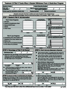 Treatment Of Title IV Funds When A Student Withdraws From A Clock-Hour Program Student’s Name Social Security Number  Date form