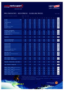 K9  swissrent.com PRIX INDICATIFS · RICHTPREISE · GUIDELINE PRICES CATÉGORIE · KATEGORIE · CATEGORY