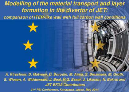 Modelling of the material transport and layer formation in the divertor of JET: comparison of ITER-like wall with full carbon wall conditions A. Kirschner, D. Matveev, D. Borodin, M. Airila, S. Brezinsek, M. Groth, S. Wi