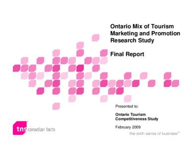 Ontario Mix of Tourism Marketing and Promotion Research Study Final Report  Presented to:
