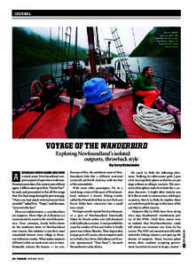 Journal  Karen Miles, centre, with the Wanderbird’s crewmembers, about to drop anchor near