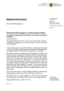 Medieninformation  Ihr Ansprechpartner Lutz Steinert  Sächsische Bildungsagentur