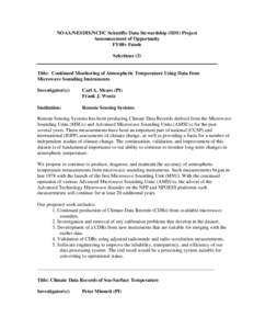 Project Title: Implementing the Lincoln Accord: a Test Bed Framework for Robust quality assurance of the Essential Climate Vari