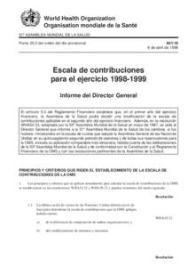 World Health Organization Organisation mondiale de la Santé 51a ASAMBLEA MUNDIAL DE LA SALUD Punto 25.2 del orden del día provisional  A51/16