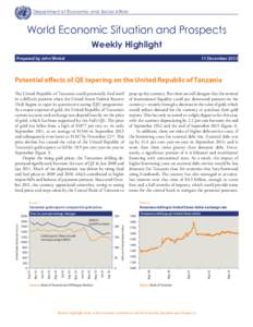 Department of Economic and Social Affairs  World Economic Situation and Prospects Weekly Highlight Prepared by John Winkel