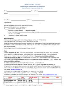 USS Plymouth Rock Association Norfolk Reunion Questionnaire/Tour Order Form Dates of Reunion: September, 25-28, 2014