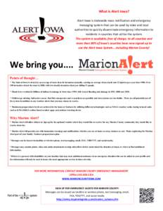 Marion County, Iowa - Marion Alert! Marion County Emergency Notification System