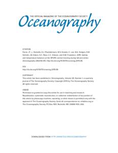 Oceanography THE OFFICIAL MAGAZINE OF THE OCEANOGRAPHY SOCIETY CITATION Farrar, J.T., L. Rainville, A.J. Plueddemann, W.S. Kessler, C. Lee, B.A. Hodges, R.W. Schmitt, J.B. Edson, S.C. Riser, C.C. Eriksen, and D.M. Fratan