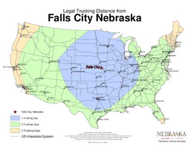 Legal Trucking Distance from  Falls City Nebraska Seattle  Portland