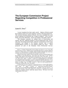 The European Commission Project Regarding Competition in Professional Services