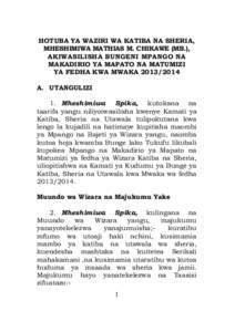 HOTUBA YA WAZIRI WA KATIBA NA SHERIA, MHESHIMIWA MATHIAS M. CHIKAWE (MB.), AKIWASILISHA BUNGENI MPANGO NA MAKADIRIO YA MAPATO NA MATUMIZI YA FEDHA KWA MWAKAA. UTANGULIZI