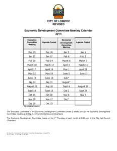 CITY OF LOMPOC REVISED Economic Development Committee Meeting Calendar 2014 Executive Committee