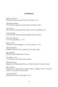 Contributors Robert W. Blair, Jr. Department of Geosciences, Fort Lewis College, U.S.A. Christophe Cudennec Ecole Nationale Supérieure Agronomique de Rennes, France Ian S. Evans