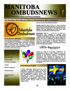 MANITOBA OMBUDSNEWS 2010‐1   Ombudsman, Access and Privacy Newsletter 