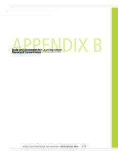 APPENDIX B Tools and Strategies for Learning about Municipal Government Building Communities Through Local Government