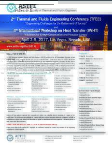 ASTFE  American Society of Thermal and Fluids Engineers 2nd Thermal and Fluids Engineering Conference (TFEC) “Engineering Challenges for the Betterment of Society”