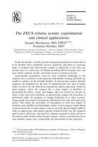 Surg Clin N Am[removed]–1315  The ZEUS robotic system: experimental