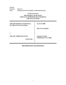 Income tax in the United States / Charitable organization / HER / Value added tax / Charitable trust / 501(c) organization / American Broadcasting Company / The Christmas Box / Law / Taxation in the United States / Employer Identification Number / Structure