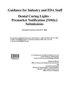 Microsoft Word - DENTAL CURING LIGHT GUIDANCE FINAL.DOC