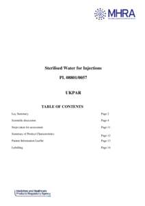 UKPAR Sterilised Water for Injections  PL[removed]Sterilised Water for Injections PL[removed]