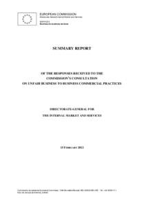 EUROPEAN COMMISSION Directorate General Internal Market and Services SERVICES Business-to-business services  SUMMARY REPORT