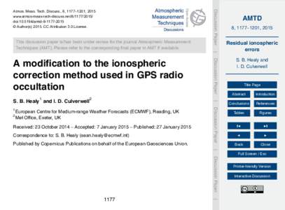 This discussion paper is/has been under review for the journal Atmospheric Measurement Techniques (AMT). Please refer to the corresponding final paper in AMT if available. Discussion Paper  Atmos. Meas. Tech. Discuss., 8