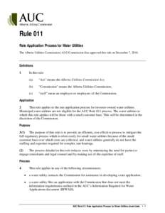 Rule 011: Application Process for Water Utilities