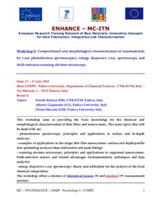 ENHANCE – MC-ITN European Research Training Network of New Materials: Innovative Concepts for their Fabrication, Integration and Characterisation Workshop-5: Compositional and morphological characterization of nanomate