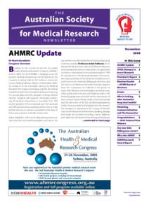 THE  Australian Society for Medical Research NEWSLETTER November