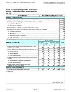 STATE OF CALIFORNIA - HEALTH AND HUMAN SERVICES AGENCY  CALIFORNIA DEPARTMENT OF SOCIAL SERVICES DATA SYSTEMS AND SURVEY DESIGN BUREAU  Cash Assistance Program for Immigrants