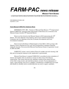 FARM-PAC news release Missouri Farm Bureau _________________________________________________________________________________________________________ 701 South Country Club Drive, Jefferson City, MO 65102 • Voice (573) 