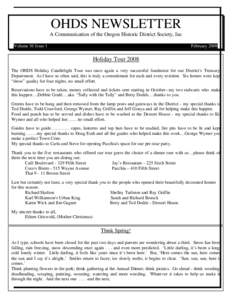 OHDS NEWSLETTER A Communication of the Oregon Historic District Society, Inc Volume 36 Issue 1 February 2009