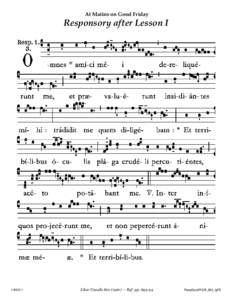 At Matins on Good Friday  Responsory after Lesson I