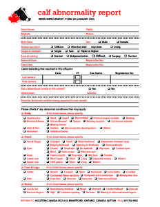 calf abnormality report BREED IMPROVEMENT - FORM 226 (JANUARY[removed]Herd Owner: Address: