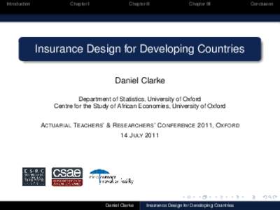 Insurance Design for Developing Countries