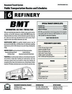 EFFECTIVE AUGUST[removed]Beaumont Transit System ROUTE #