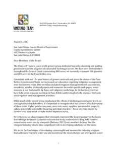 5915 El Camino Real | Atascadero, CA[removed]2288 | vineyardteam.org August 6, 2013 San Luis Obispo County Board of Supervisors County Government Center
