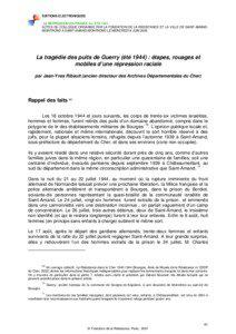 EDITIONS ELECTRONIQUES LA REPRESSION EN FRANCE A L’ETE 1944 ACTES DU COLLOQUE ORGANISE PAR LA FONDATION DE LA RESISTANCE ET LA VILLE DE SAINT-AMANDMONTROND A SAINT-AMAND-MONTROND LE MERCREDI 8 JUIN 2005