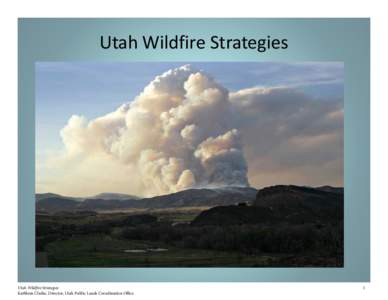 Utah Wildfire Strategies  Utah Wildfire Strategies Kathleen Clarke, Director, Utah Public Lands Coordination Office  1