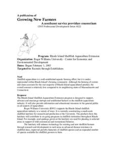 A publication of  Growing New Farmers A northeast service providers consortium  GNF Professional Development Series #222