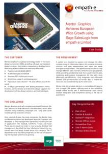 Mentor Graphics Achieves European Wide Growth using Sage SalesLogix from empath-e Limited Case Study