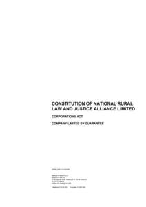 CONSTITUTION OF NATIONAL RURAL LAW AND JUSTICE ALLIANCE LIMITED CORPORATIONS ACT COMPANY LIMITED BY GUARANTEE  1DNS.3MXT[removed]