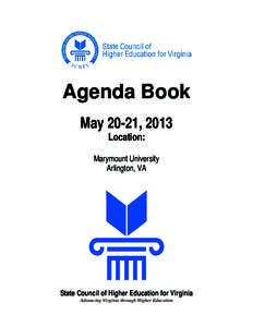 Agenda Book May 20-21, 2013 Location: Marymount University Arlington, VA