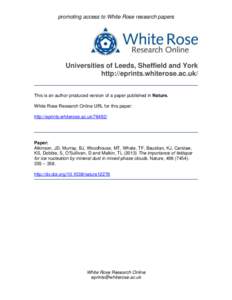 promoting access to White Rose research papers  Universities of Leeds, Sheffield and York http://eprints.whiterose.ac.uk/ This is an author produced version of a paper published in Nature. White Rose Research Online URL 